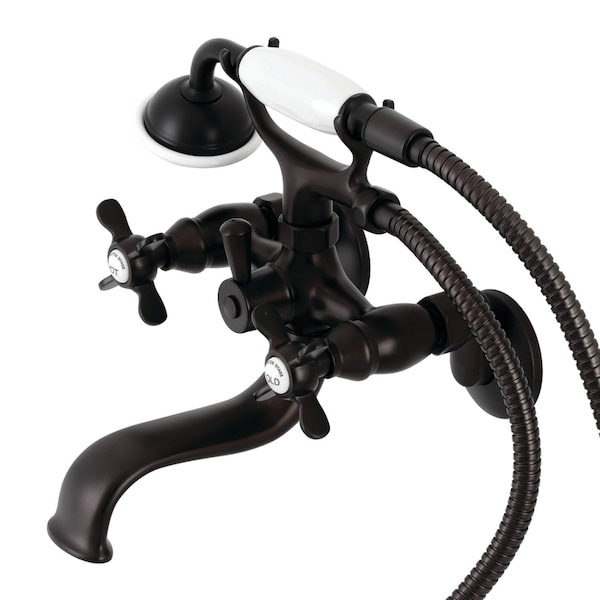 Kingston Brass KS245ORB Tub Wall Mount Clawfoot Tub Faucet with Hand Shower, Oil Rubbed Bronze KS245ORB - main